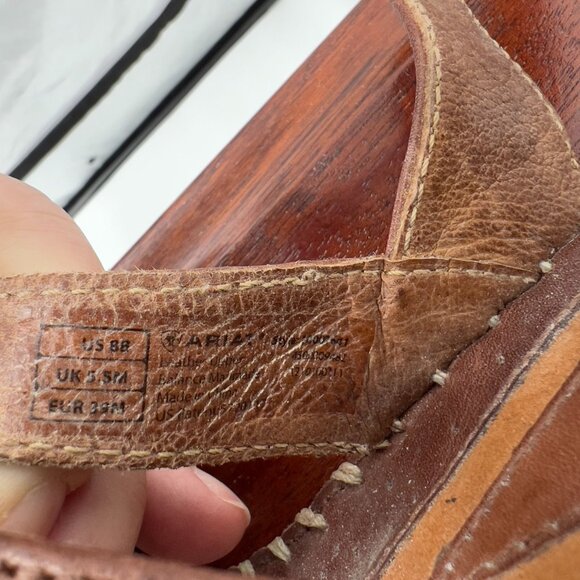 Ariat Women's Leather Brown Wedge Ankle Sandals Size 8B - Picture 8 of 11
